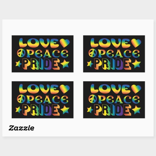 Love Peace Pride Rechthoekige Sticker (Vel)