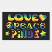 Love Peace Pride Rechthoekige Sticker (Voorkant)
