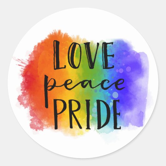 Love Peace Pride Ronde Sticker (Voorkant)