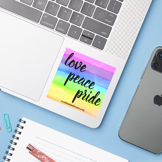 Love Peace Pride Vinyl Sticker (Laptop met iPhone)