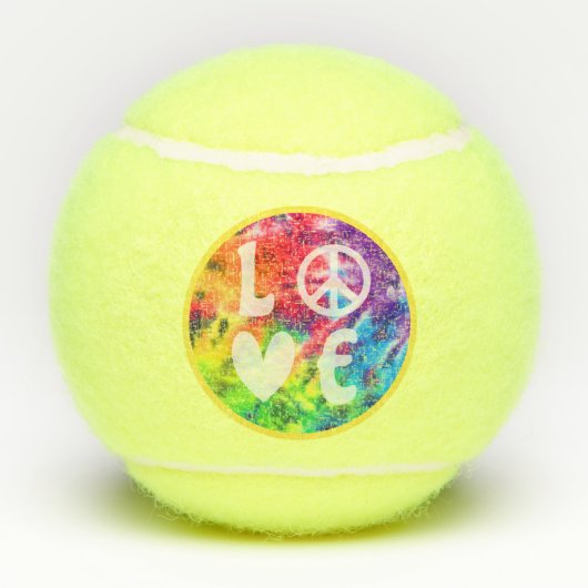 Love Peace Sign Heart Fun Hippie Rainbow Tie Dye Tennisballen (Achterkant)