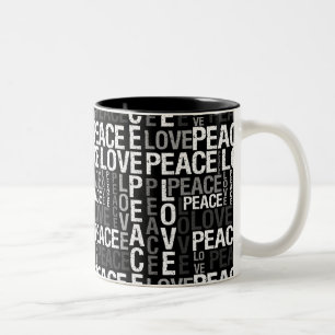 Love Peace Typography Tweekleurige Koffiemok