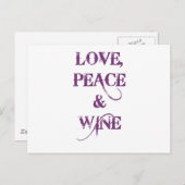 Love Peace Wine Briefkaart (Voorkant / Achterkant)