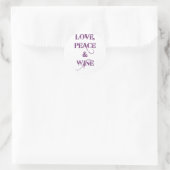 Love Peace Wine Ronde Sticker (Tas)