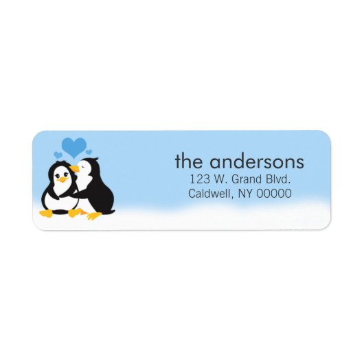 Love Penguins Return Address Labels (Voorkant)