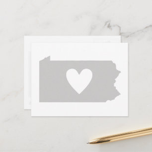 Love Pennsylvania Gray State Map Shape Adore Heart Briefkaart