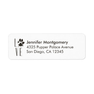 Love Pet Paw Print Brown Grunge Typografie Etiket
