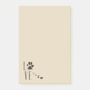 Love Pet Paw Print Brown Grunge Typografie Post-it® Notes