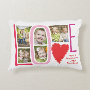 Love Photo Collage Grandkids Pillow for Grandma Accent Kussen