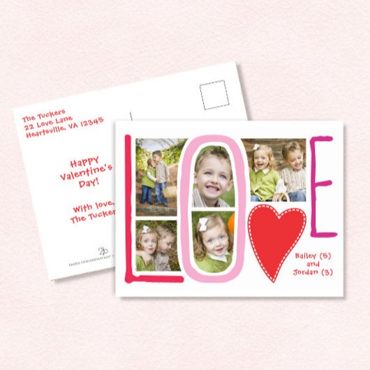 LOVE Photo Collage Valentine Carte postale