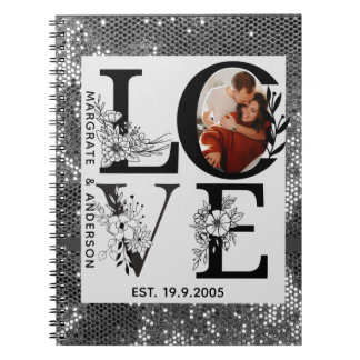 Love photo simple modern personalised gift silver notitieboek