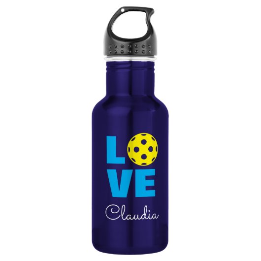 LOVE pickleball water bottle with custom name Waterfles (Voorkant)