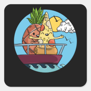Love Pineapple Pizza Valentijnsdag Foodie Vierkante Sticker