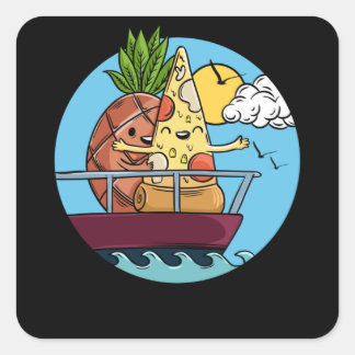 Love Pineapple Pizza Valentijnsdag Foodie Vierkante Sticker