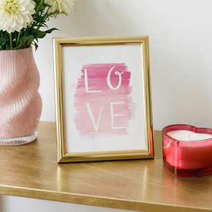 Love Pink Brush Modern Valentijn Art Poster
