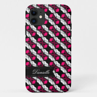 Love Pink Diamonds on Black Pattern iPhone 5 Hoesj 11 Hoesje