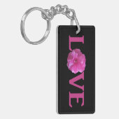 Love Pink Flower Sleutelhanger (Voorkant Links)