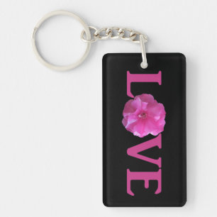 Love Pink Flower Sleutelhanger