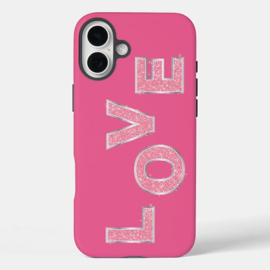 Love Pink Glitter Case-Mate iPhone Case (Achterkant)