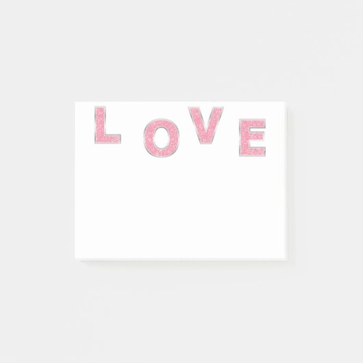 Love Pink Glitter Post-it® Notes (Voorkant)