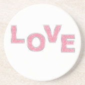 Love Pink Glitter Zandsteen Onderzetter (Voorkant)
