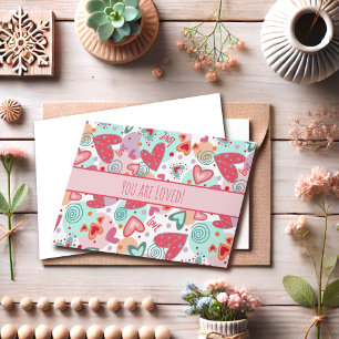 Love Pink Hearts Inspirivity Carte pour notes