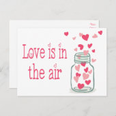 Love Pink Hearts Mason Jar Briefkaart (Voorkant / Achterkant)