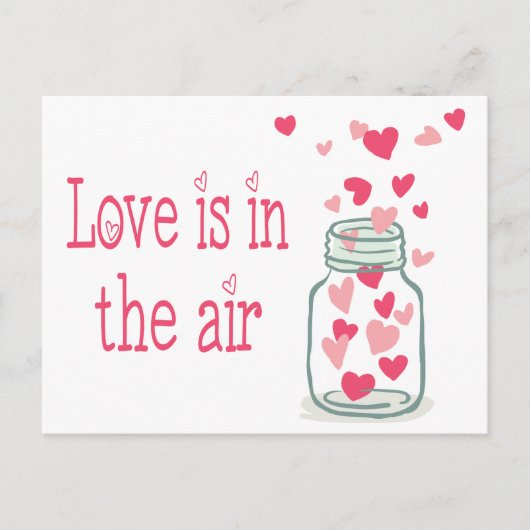 Love Pink Hearts Mason Jar Briefkaart (Voorkant)