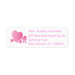 Love Pink Hearts Retourner les étiquettes d'adress