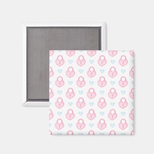 Love Pink Locker Key for Valentijns's Pattern Magneet (Voorkant / Achterkant)