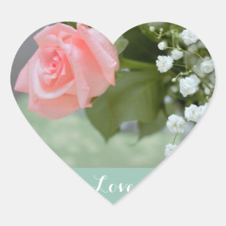Love Pink Rose Foto Hart Sticker