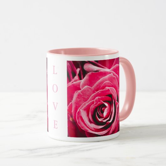 Love Pink Roses 11oz Two-Tone Mug Pink (Devant droit)