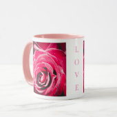 Love Pink Roses 11oz Two-Tone Mug Pink (Devant gauche)