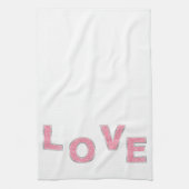 Love Pink Silver Glitter Theedoek (Verticaal)