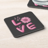 Love Pink Sunflower Bier Onderzetter (Linkerzijde)