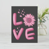 Love Pink Sunflower Kaart (Staand voorkant)