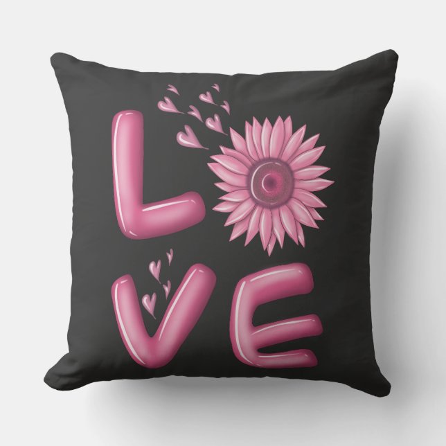 Love Pink Sunflower Kussen (Voorkant)
