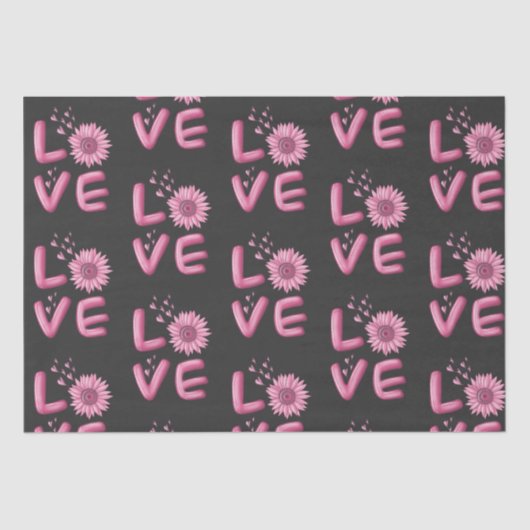 Love Pink Sunflower Tissuepapier (Voorkant)