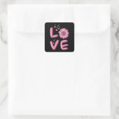 Love Pink Sunflower Vierkante Sticker (Tas)