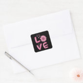 Love Pink Sunflower Vierkante Sticker (Envelop)