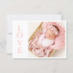 Love Pink Typography Faire-part de naissance photo