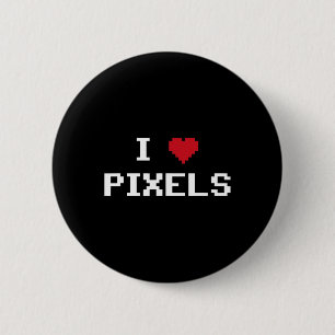Love Pixels C64 Fans Heart Gaming Shirt Funny Vide Ronde Button 5,7 Cm