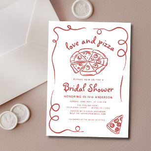 Love & Pizza Italiaans Hand getekend rood Vrijgeze Kaart