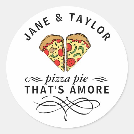 Love Pizza Personalized Ronde Sticker (Voorkant)