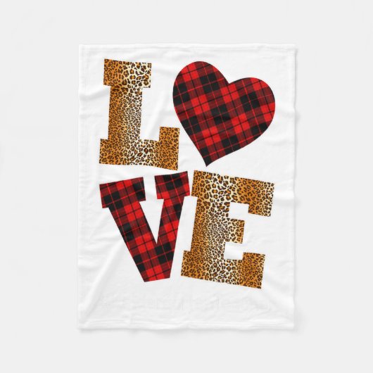 Love Plaid Red Leopard Kindergarten Teacher Valent Fleece Deken (Voorkant)