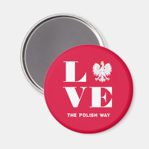 Love Poland Polska White Eagle Custom Text Magneet
