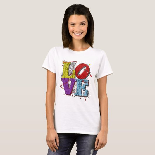 LOVE Pop Art  – Retro Valentine’s T-Shirt (Devant entier)