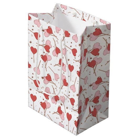 Love Pop Retro Valentijns Medium Cadeauzakje (Voorkant Gekanteld)