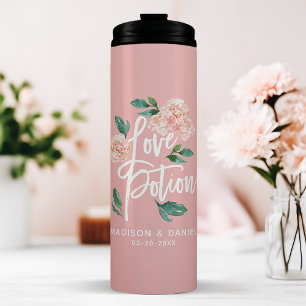 Love Potion Blush Pink Floral Gepersonaliseerde br Thermosbeker
