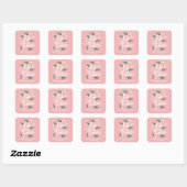 Love Potion Blush Pink Floral Personalized Vierkante Sticker (Vel)